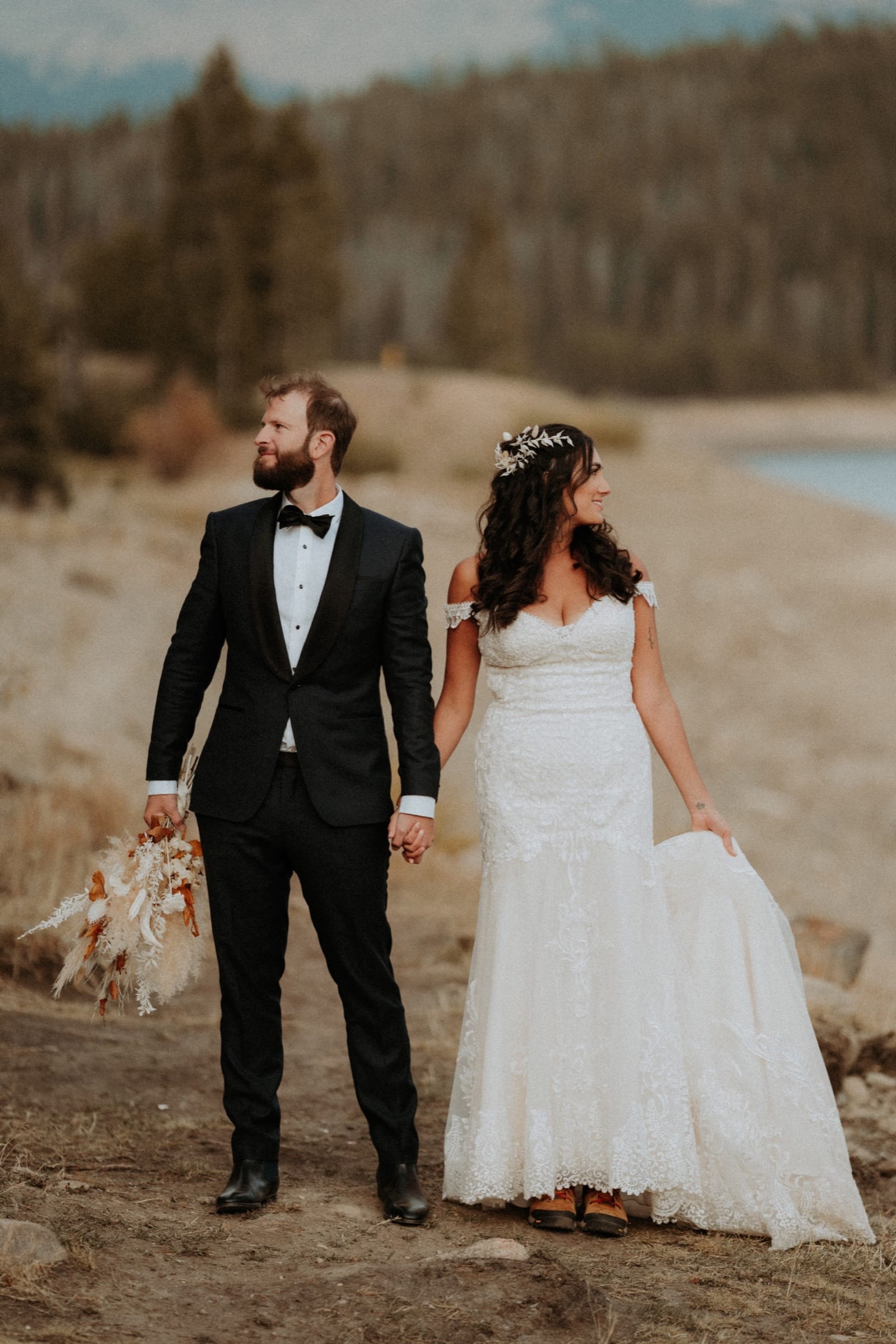 Quiet wedding-day scene from Sam and Savanna's mountain wedding in Winter Park, Colorado