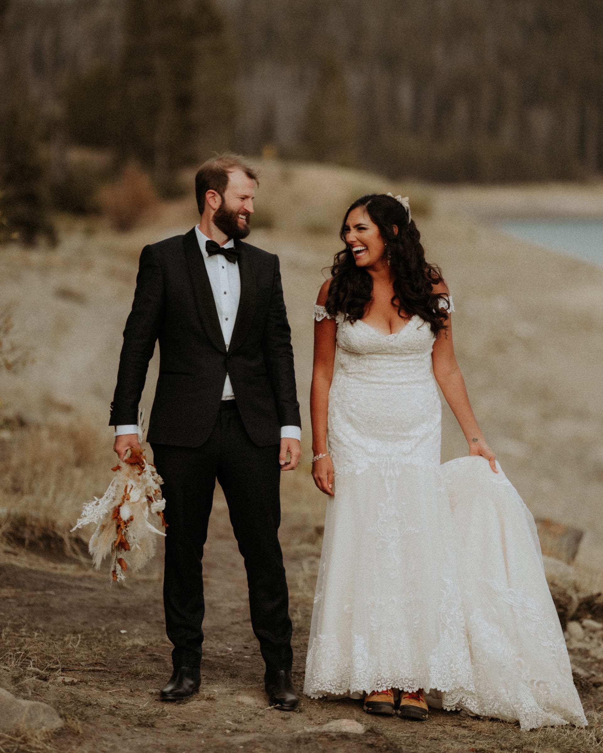 Honest reception moment from Sam and Savanna's mountain wedding in Winter Park, Colorado