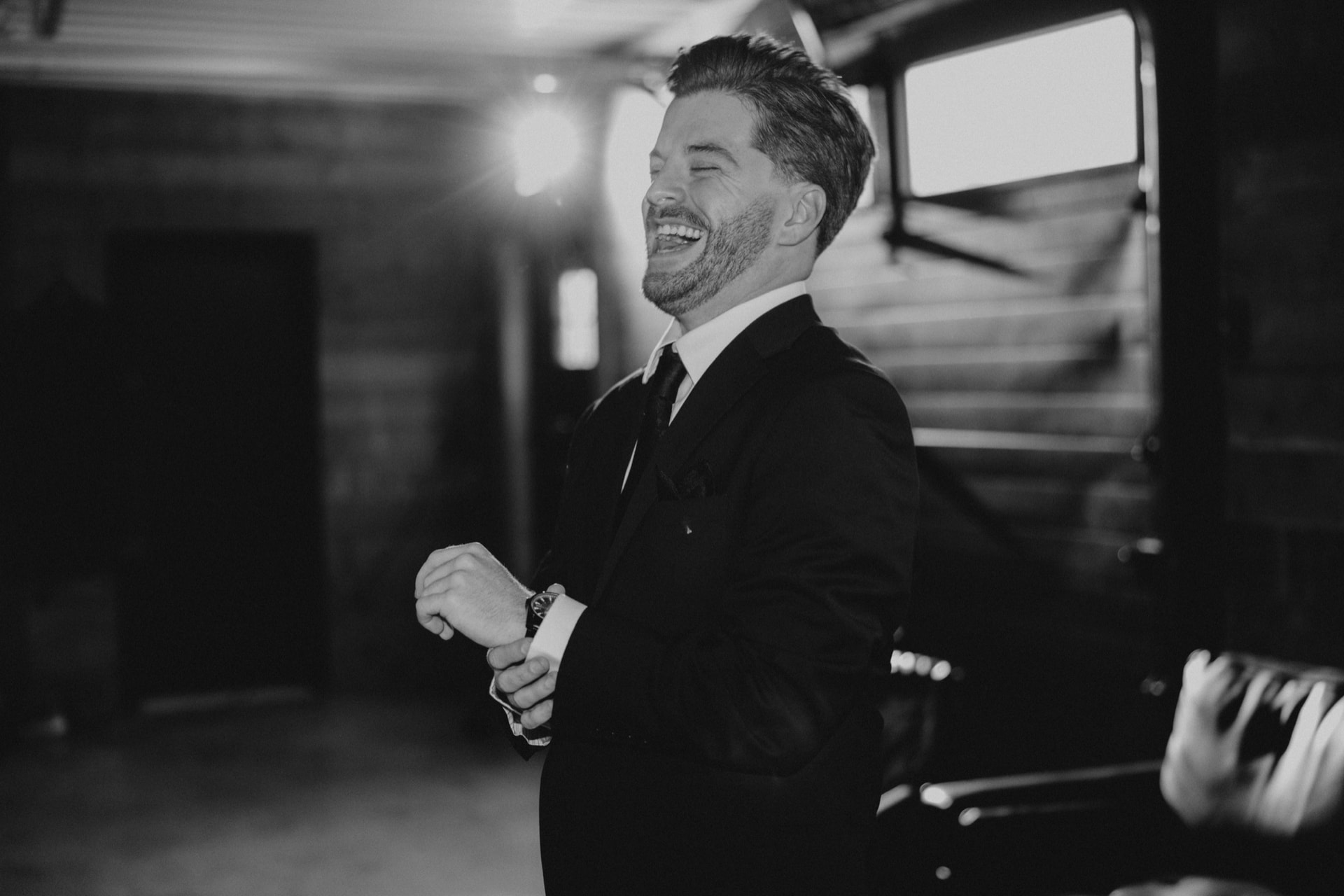 Candid wedding moment from Carder and Sierra's Magnolia Farms wedding in Van Meter, Iowa
