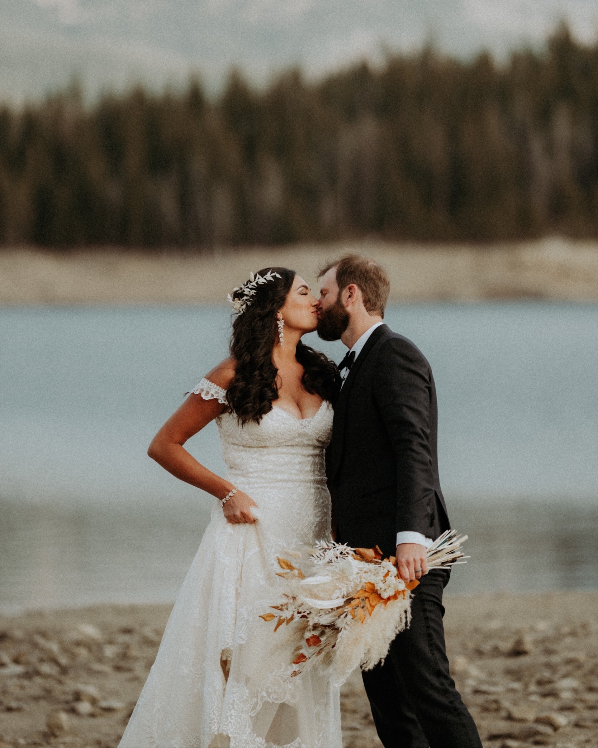 Natural couple portrait from Sam and Savanna's mountain wedding in Winter Park, Colorado