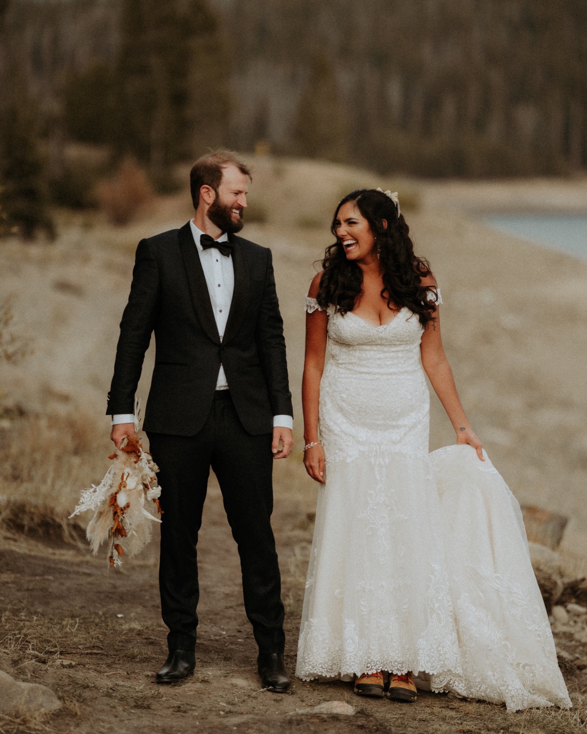 Honest reception moment from Sam and Savanna's mountain wedding in Winter Park, Colorado