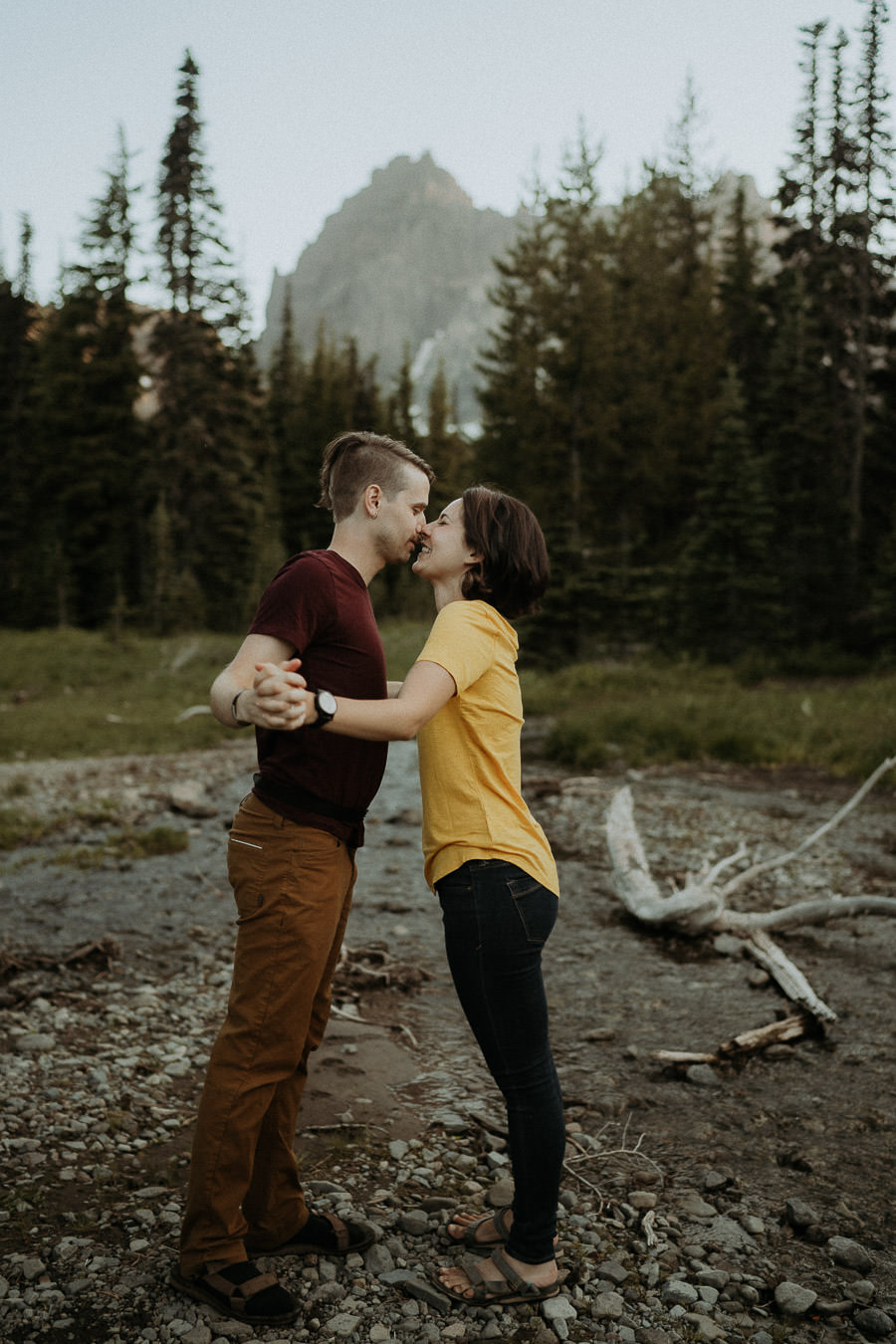 Larry and Alison dancing together in an Oregon forest clearing