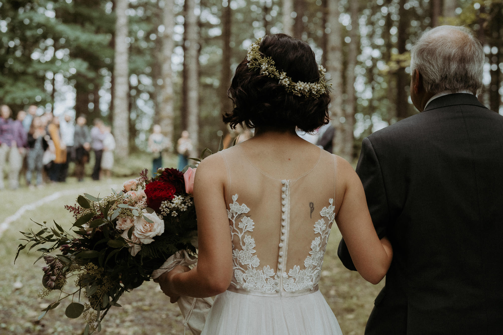 Walking into a forest ceremony