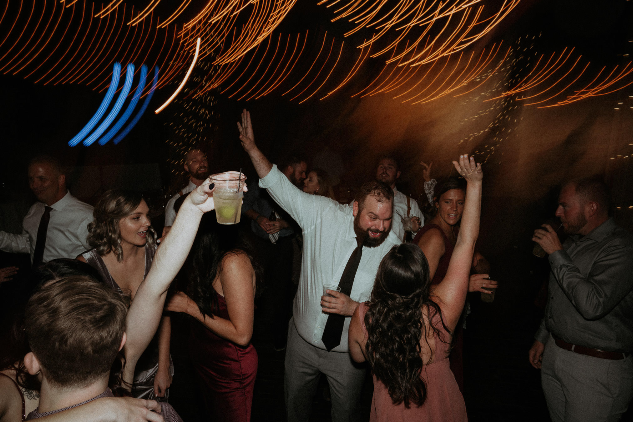 Friends celebrating on the dance floor