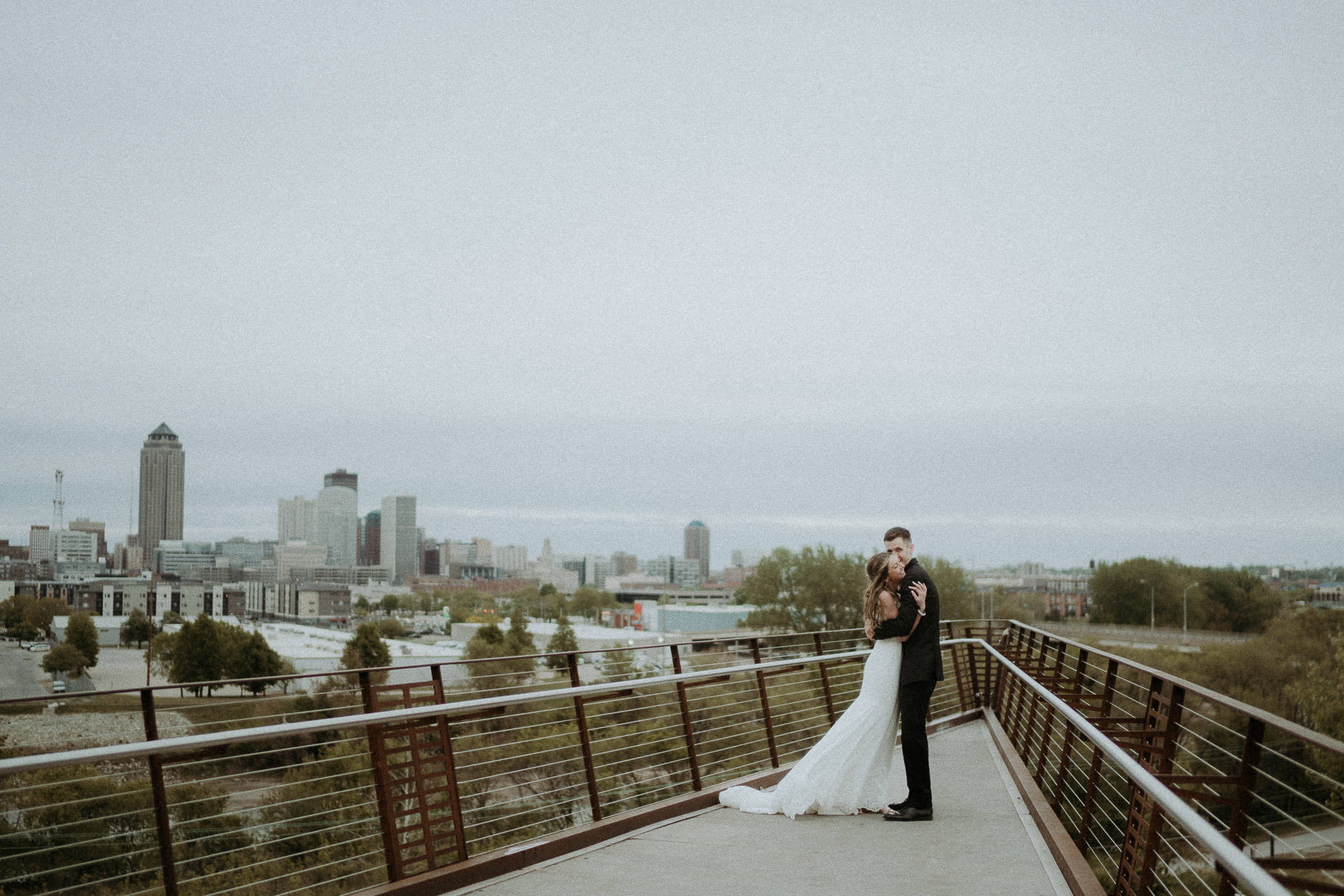 A wedding portrait above Des Moines